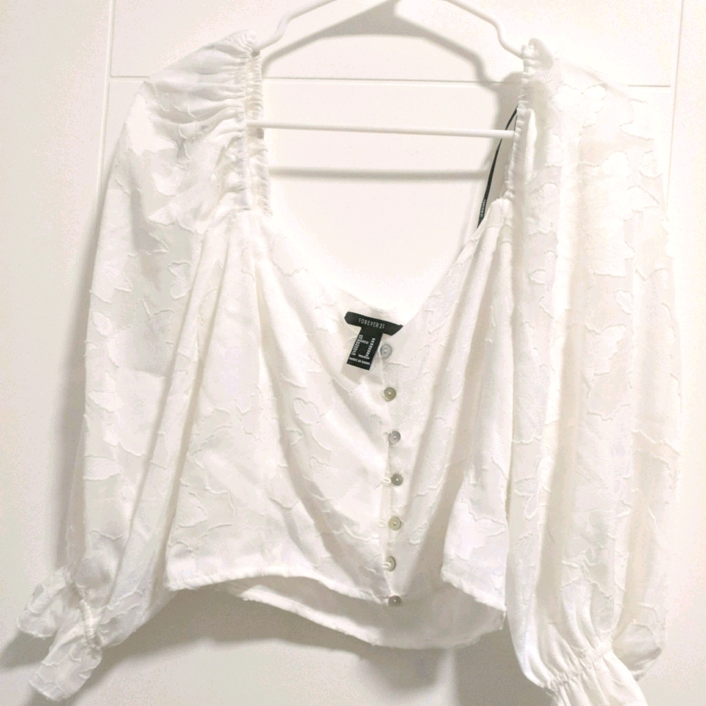 Forever 21 White Vintage Summer Blouse